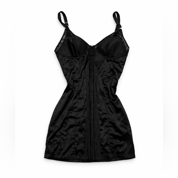 Urban Outfitters Black Satin Lace Corset Slip Dress size Large - Picture 5 of 8